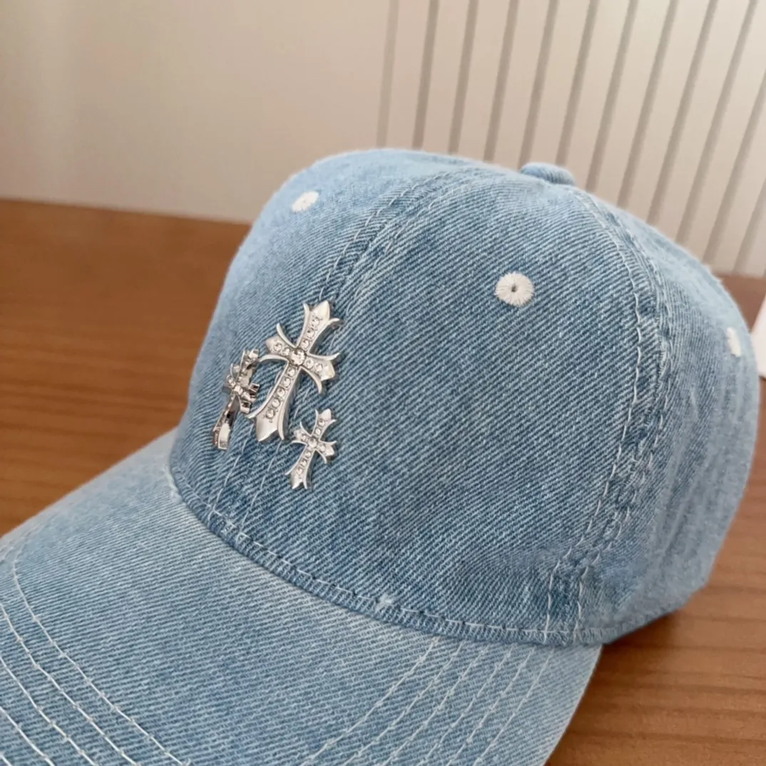 💰60 Chrome Hearts 💓Early spring Korean style fashion retro distressed hole hat wear design versatile baseball cap peaked cap